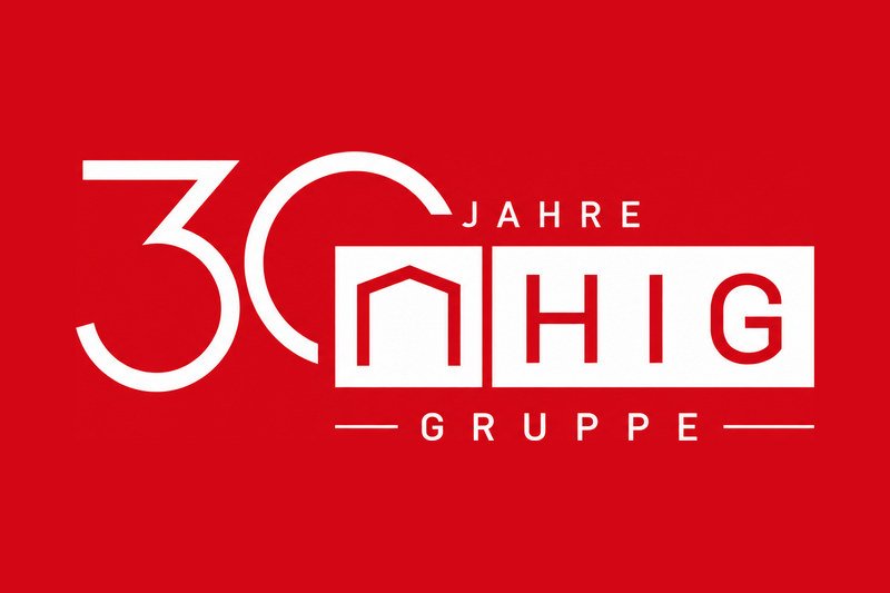 Konzeptidee: 30-Jahre-Marke der HIG-Gruppe, weiß auf Rot